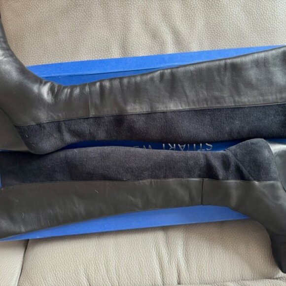 Stuart Weitzman Blaire over the knee black leather Wedge boots size 9 - Picture 12 of 16